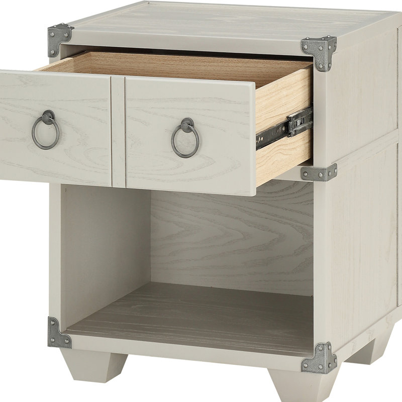 Table de chevet grise avec tablette et tiroir facile 16,5 po de profondeur