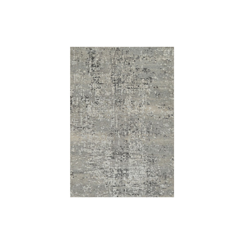 Tapis 2 pi x 3 pi gris foncé en laine naturelle nouée à la main de conception moderne CCD577DCA18044B79C80C73EDF45BB00