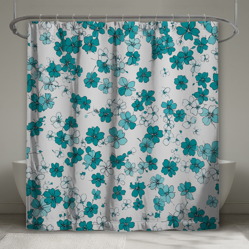 Rideau de douche floral - Décoration de salle de bain nature contemporaine, L 70 po x H 72 po