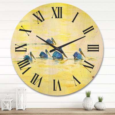 Horloge murale Pelicans on the River