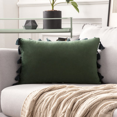 Velvet With Tassle Velvet Reversible Throw Pillow