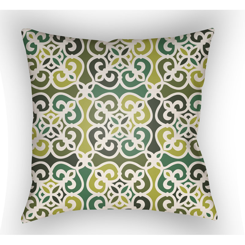 Reversible Throw Pillow, 16" H x 16" W x 3" D, Green