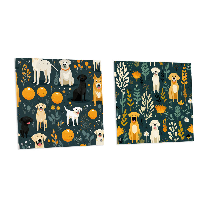 Ensemble de 2 reproductions en acrylique Playtime Labrador, H 36 po x l 73 po