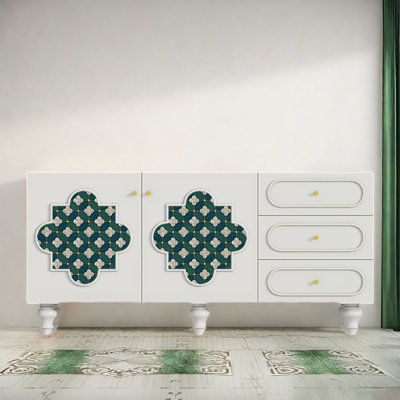 Retro Sideboard with Dual Doors and Three Drawers