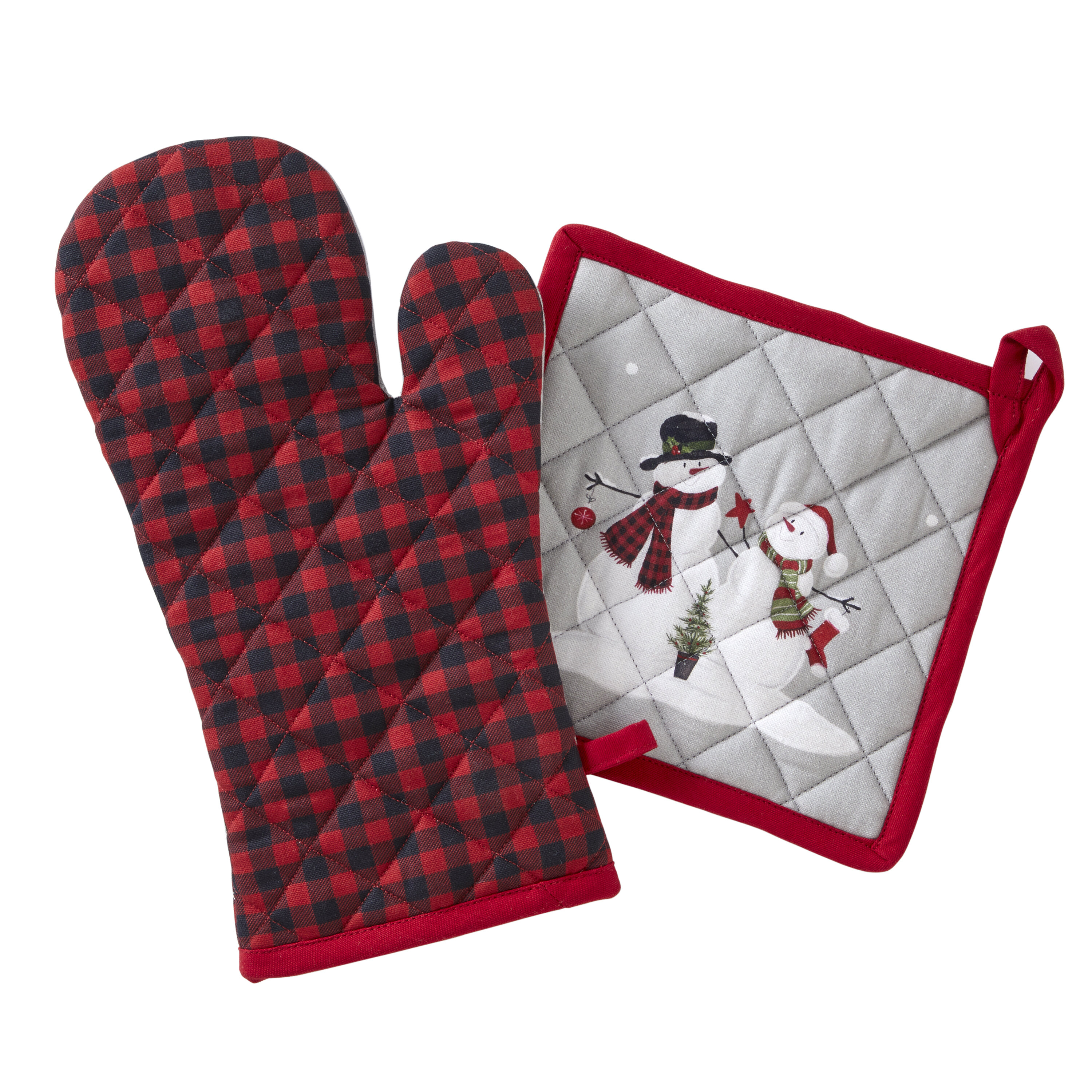 Christmas Plaid Oven Mitt & Potholder Set