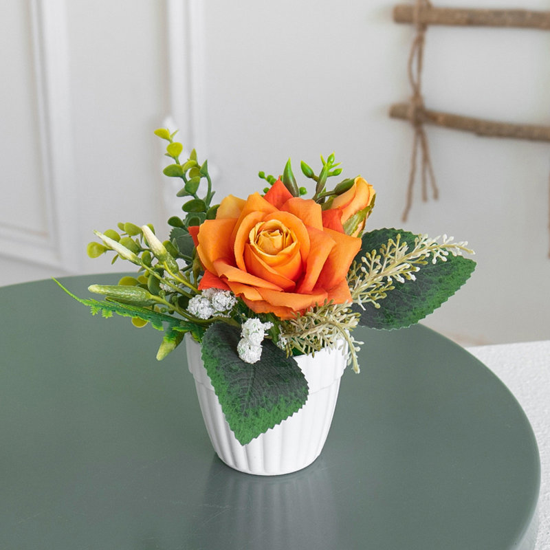 Les fausses fleurs artificielles kbndieu pour la décoration intérieure, Orange