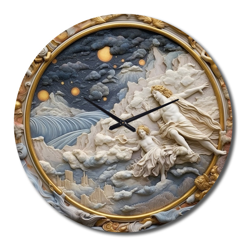 Horloge murale crème en métal Nebula Marble III, Très grand