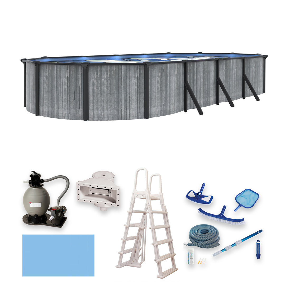 San Pedro Oval 52-in Deep Above Ground Steel Wall Swimming Pool Package Blue Wave Products 