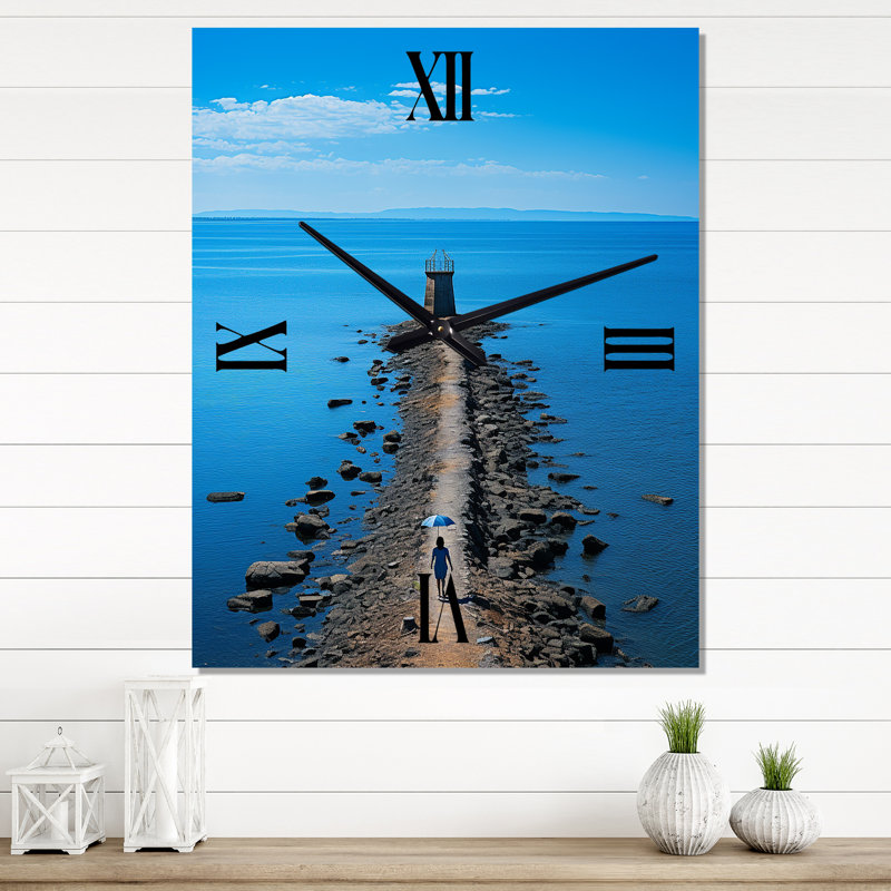 Coastal Seaside Stroll I - Très grandes horloges murales nautiques et de plage, H 28 po x l 12 po x P 1 po