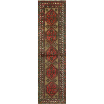 One-of-a-Kind 3'7 X 14'1 1980s Runner Wool Area Rug in