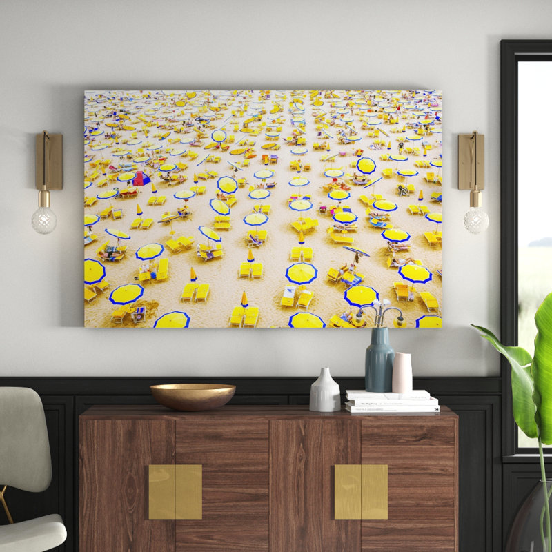 Yellow Umbrellas - Wrapped Canvas Print, 101cm H x 152cm W x 3.81cm D