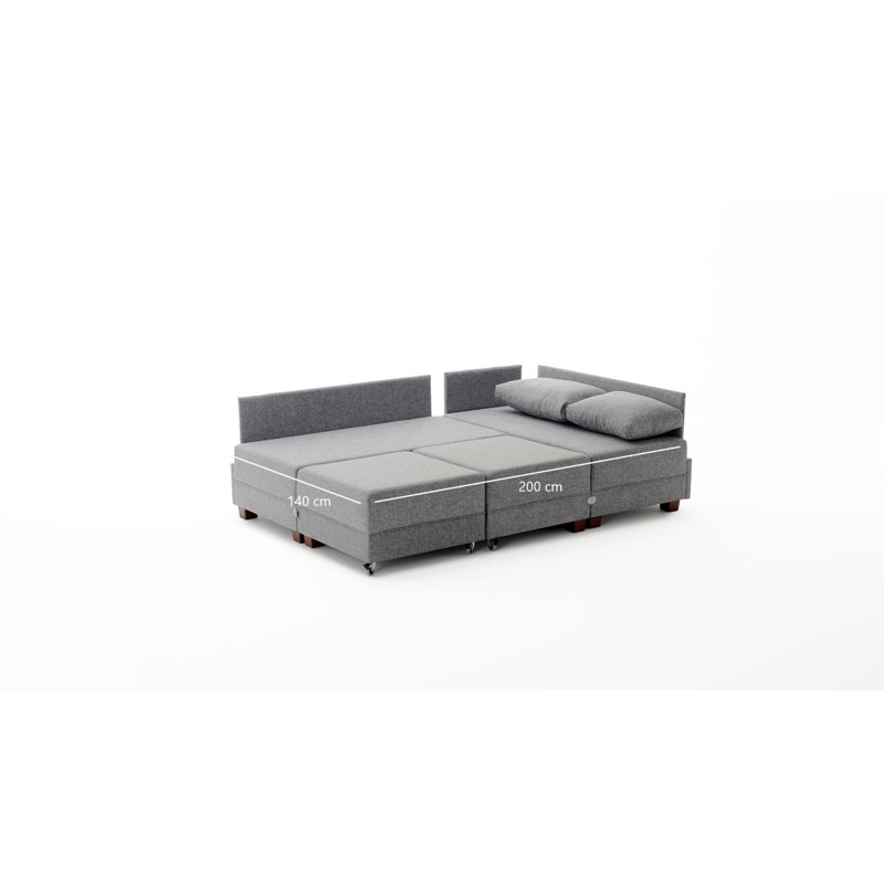 Canapé modulaire 4 pièces Highlawn, 100 % coton gris, Face à la gauche