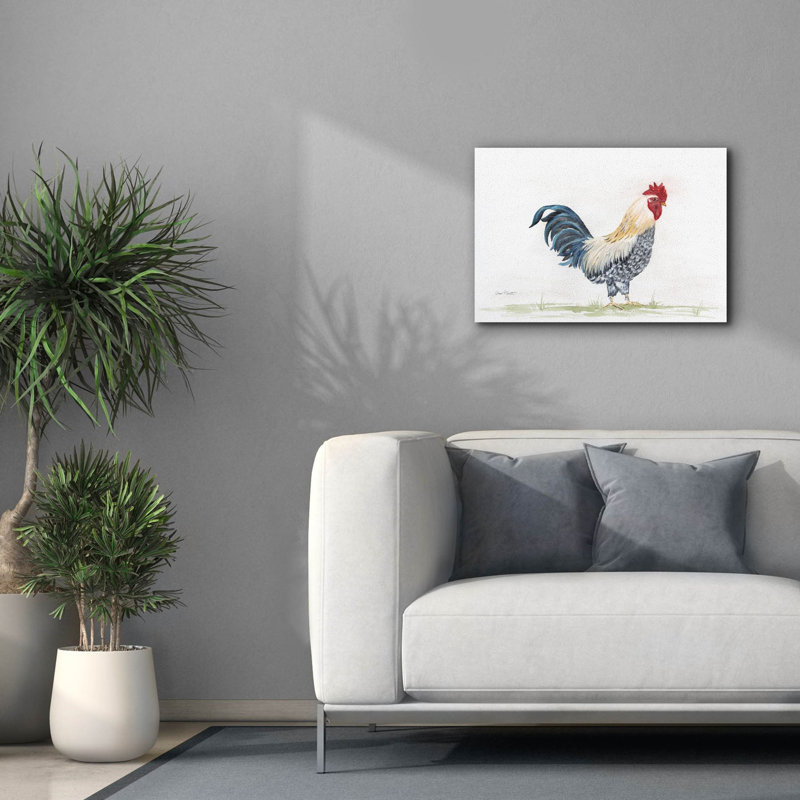 «Rooster In Watercolor» par Jean Plout, art mural sur toile, H 18 po x l 26 po x P 0,75 po