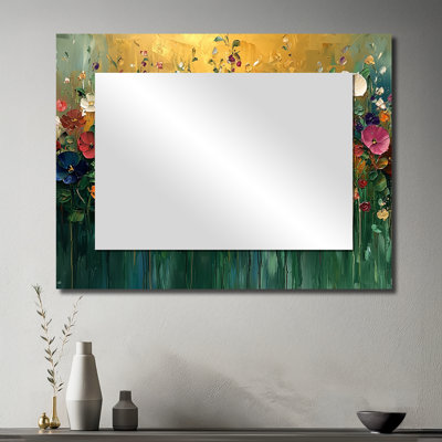 Roses et fleurs sauvages Country Bloom Field I - Art mural miroir décoratif floral - imprimé sur métal