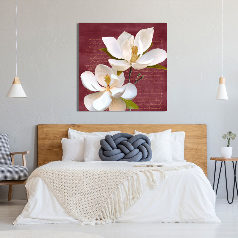 Burgundy Magnolia II - Wrapped Canvas Print, 70cm H x 70cm W x 4cm D