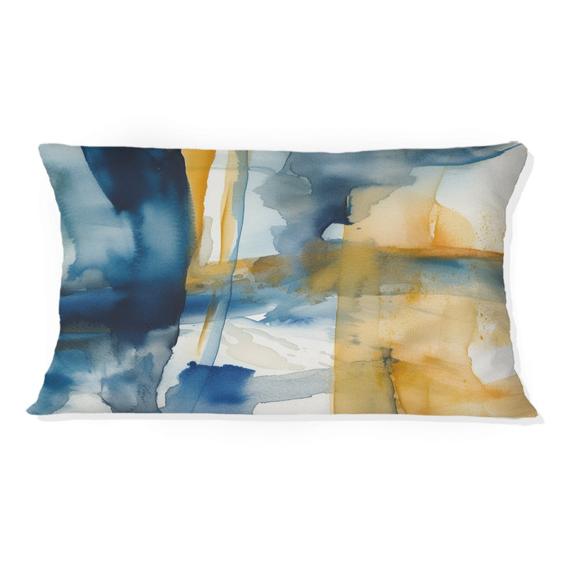 Coussin décoratif bleu et or Fusion V - Fractals
