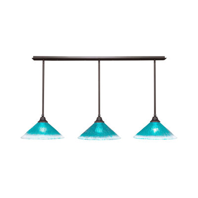 Luminaire suspendu linéaire sur pied 3 lumières avec verre en cristal 16 po
