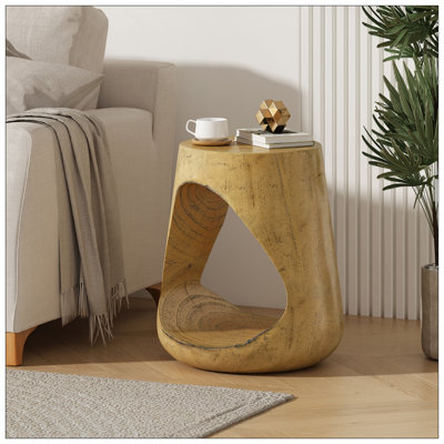 Table d'appoint MGO Hollow, texture semblable au bois, couleur naturelle
