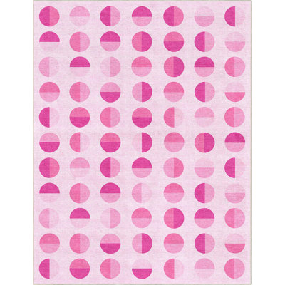Shanea Split Dot Pink Modern Geometric Flat-Weave Rug
