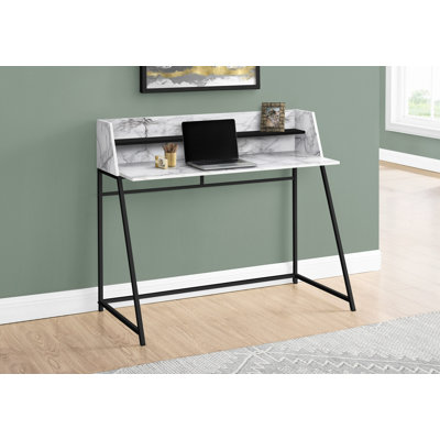 Bureau d'ordinateur, bureau personnel, ordinateur portable, tablettes de rangement, travail, métal noir, contemporain, moderne