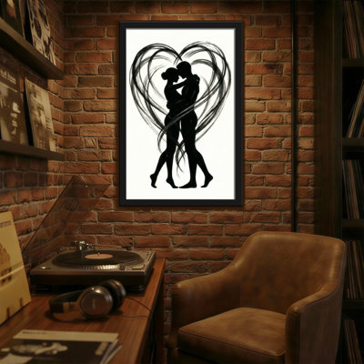 «Abstract Silhouette Couple Heart», reproduction d'art