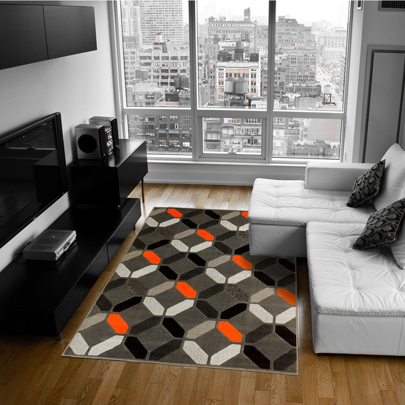 Geometric Indoor Rug, Rectangle 5' x 6'11"