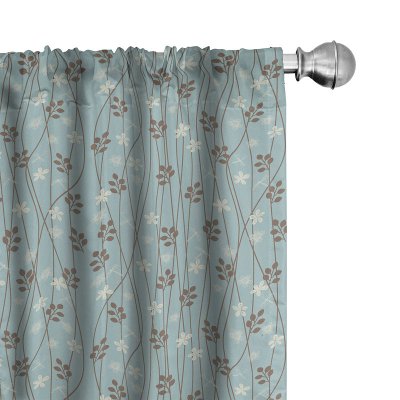 Vintage Curtains, Floral Semi-Sheer Rod Pocket Sliding Panel, 28" x 95"