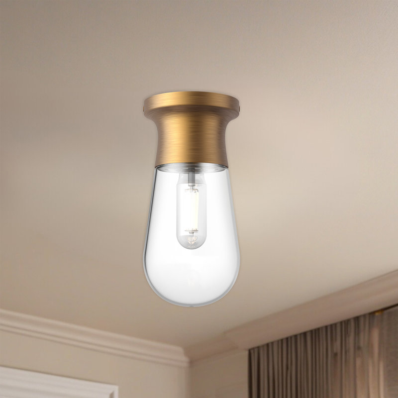 Marcel Glass Flush Mount, Aged Gold