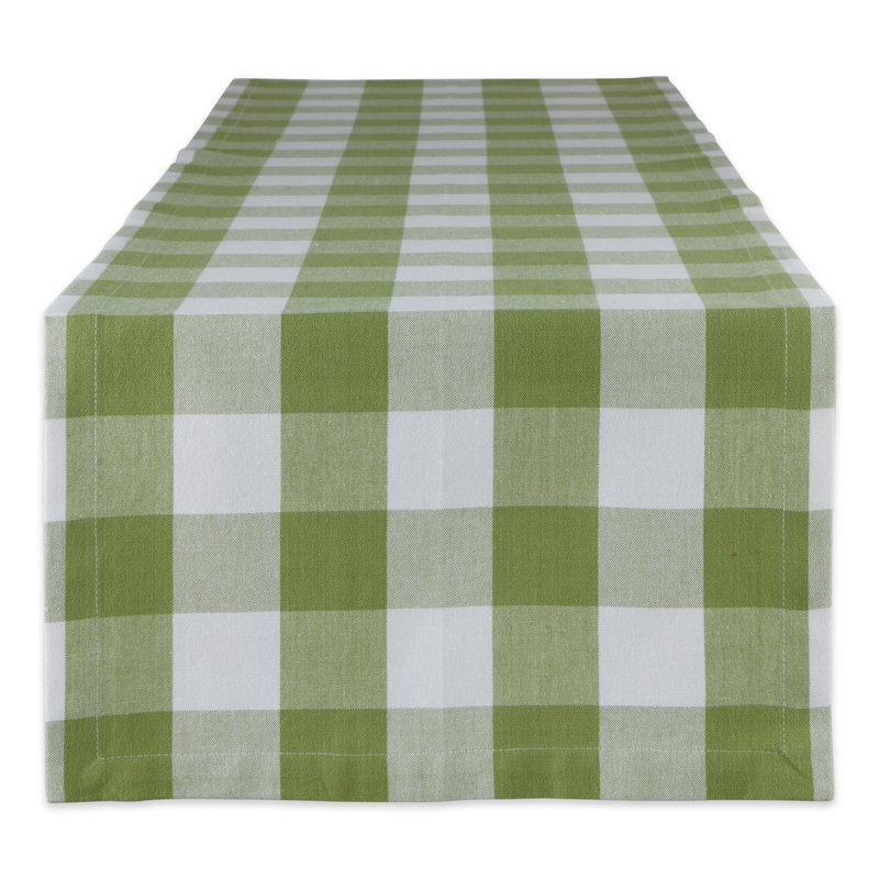 Wausa Gingham 100% Cotton Table Runner, 72" x 14", Green