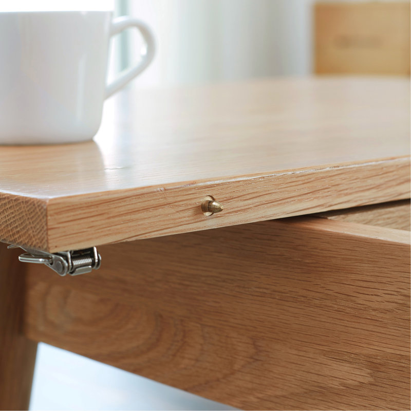 Table de salle à manger en bois massif 32,18 po Largeur, fabrication extensible de couleur chêne, hauteur de table 30,03