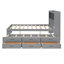 Lits modernes en pin gris avec tiroirs de rangement et ports USB pour un usage familial