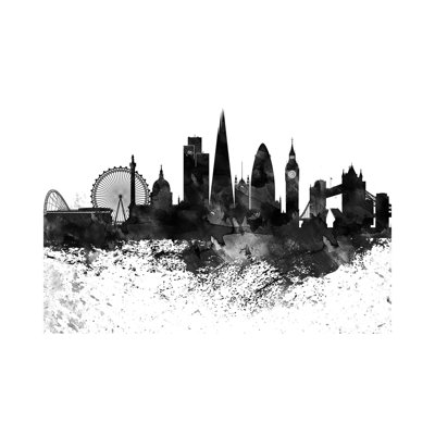 London Black & White Drops Skyline by Wall Decor Addict - Wrapped Canvas Painting