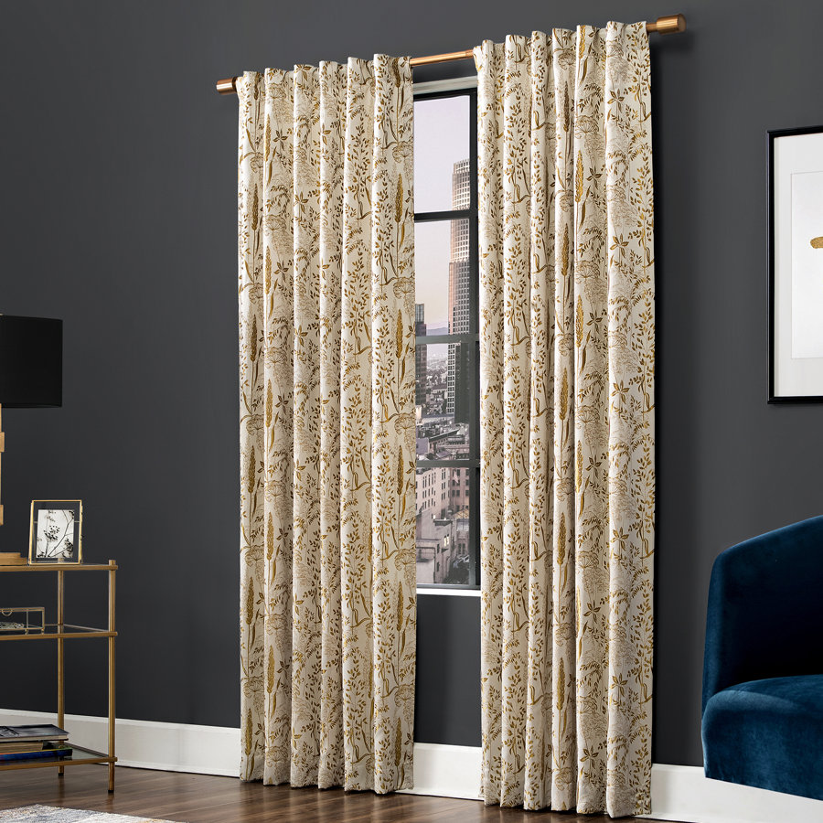 Scott Living Aubry Shimmering Floral 100% Blackout Back Tab Curtain Panel