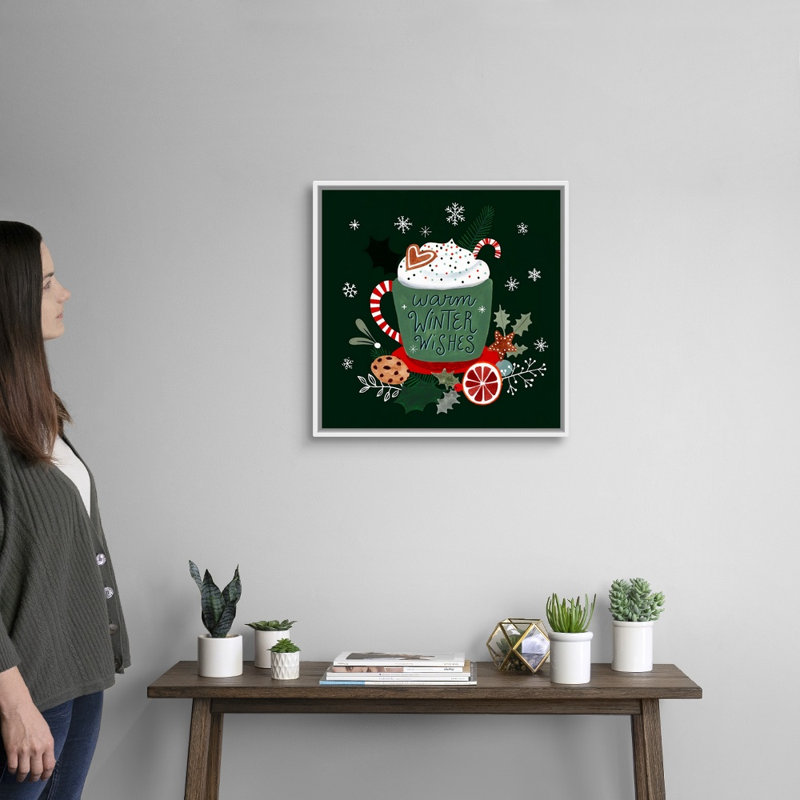 Reproduction d’art textuel sur toile, "Christmas comforts II" par Victoria Borges, Cadre blanc, 22" H x 22" W x 1.75" D