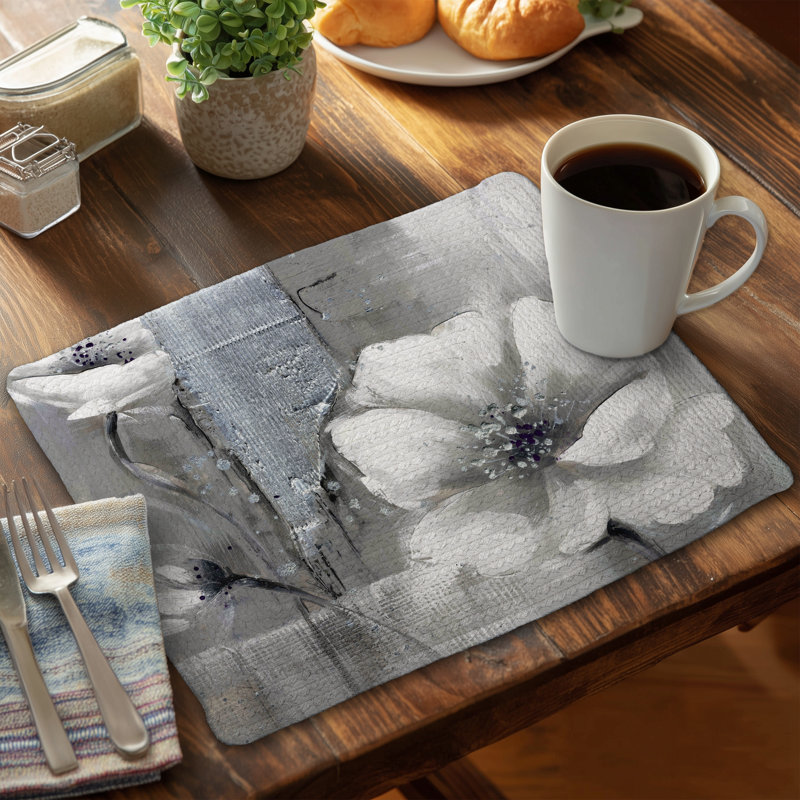 Napperon monochrome tressé à motif floral | Décor en polyester blanc