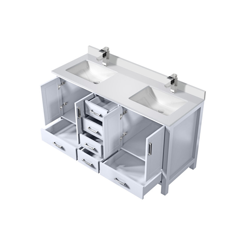 Jacques 80" Double Bathroom Vanity Set, White, White Cultured Marble