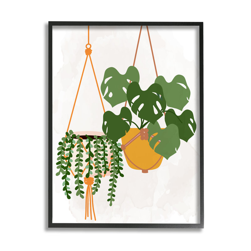 Plantes d'intérieur décontractées à suspendre, Giclée encadrée noir minuit, H 14 po x l 11 po x P 1,5 po