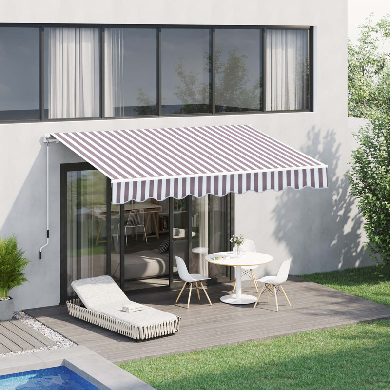 Auvent de patio rétractable, L 116,3 po x P 96,5 po, Bleu, Couleur unie