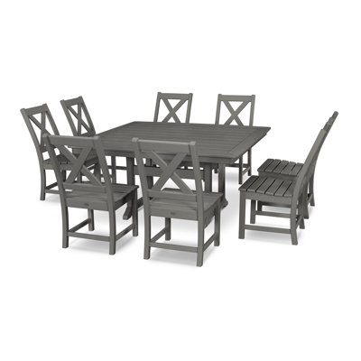 Braxton 9-Piece Nautical Trestle Dining Set by POLYWOOD