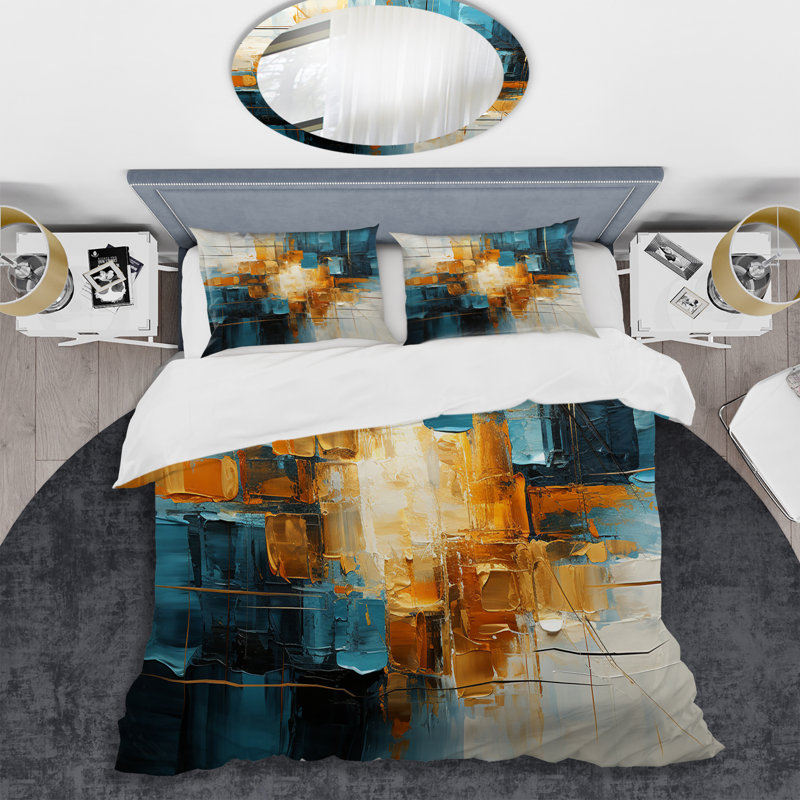 Ensemble de housse de couette Fractal Reflets II, Housse de couette pour très grand lit et 2 très