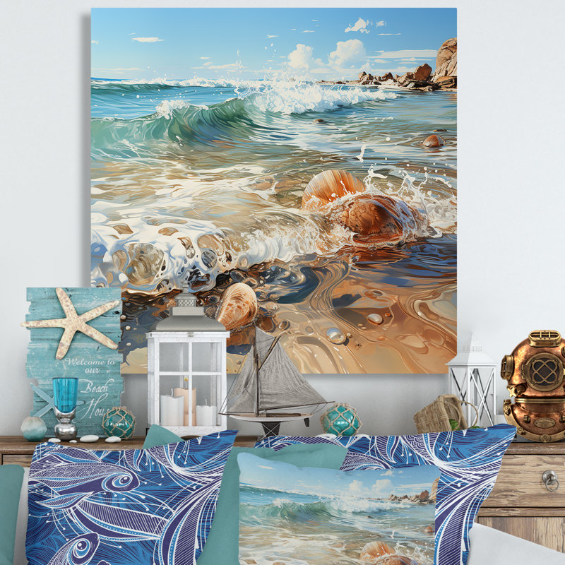 «Ocean Charm In Winter», reproduction sur toile, Toile tendue, H 36 po x l 36 po x P 1,5 po