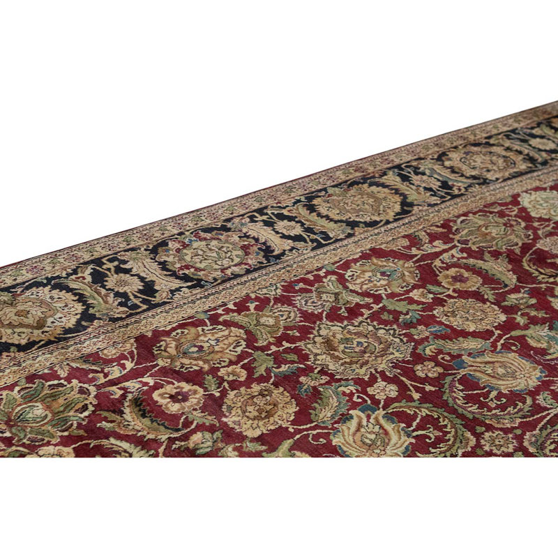 Tapis rouge / bleu marine / brun de haute qualité noué à la main One-of-a-Kind