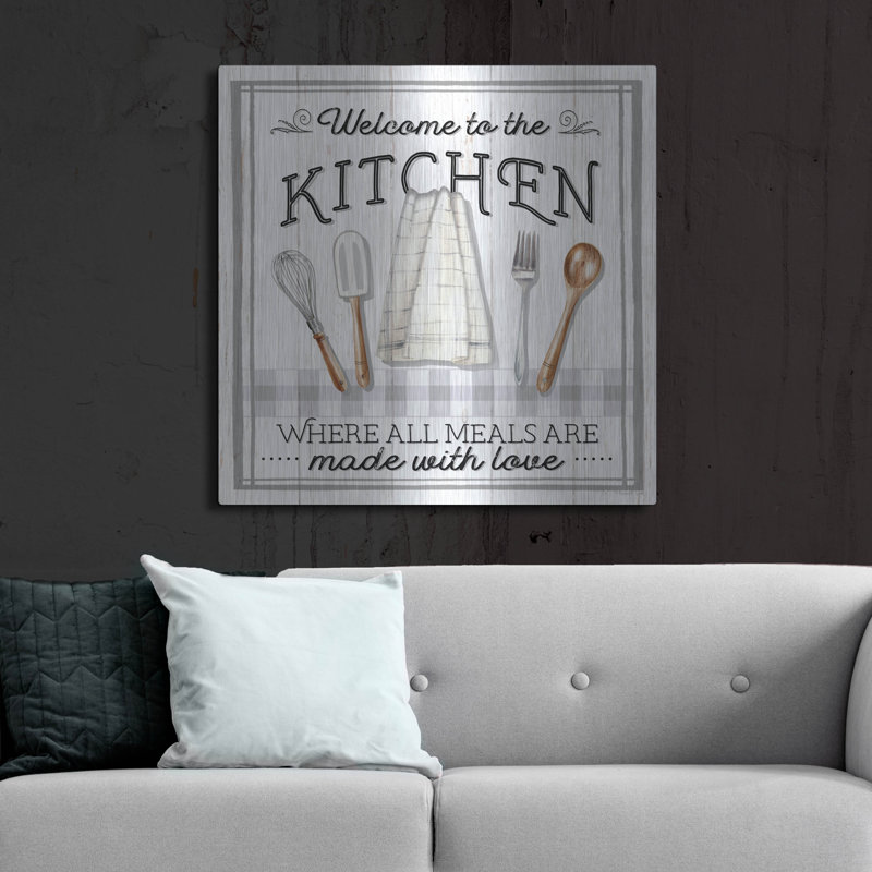  «Kitchen Welcome» par Elizabeth Tyndall, art mural en métal, 36 po x 36 po, H 36 po x l 36 po