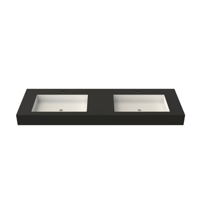 Lavabo de salle de bain à surface solide en résine durable avec installation facile et conception intemporelle