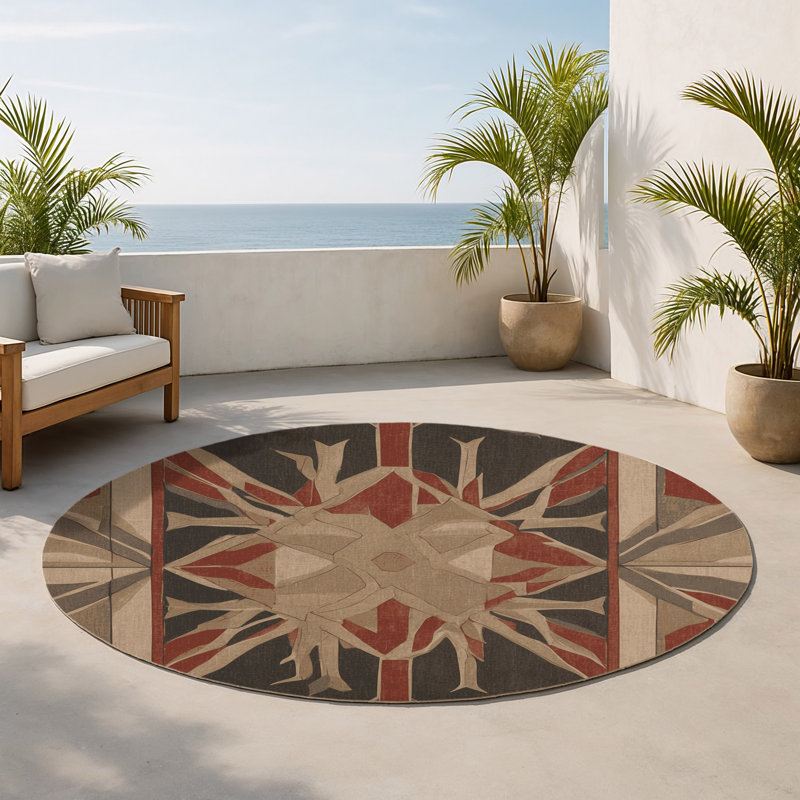 Tapis intérieur et extérieur Regal Bloom, Rond 5 pi