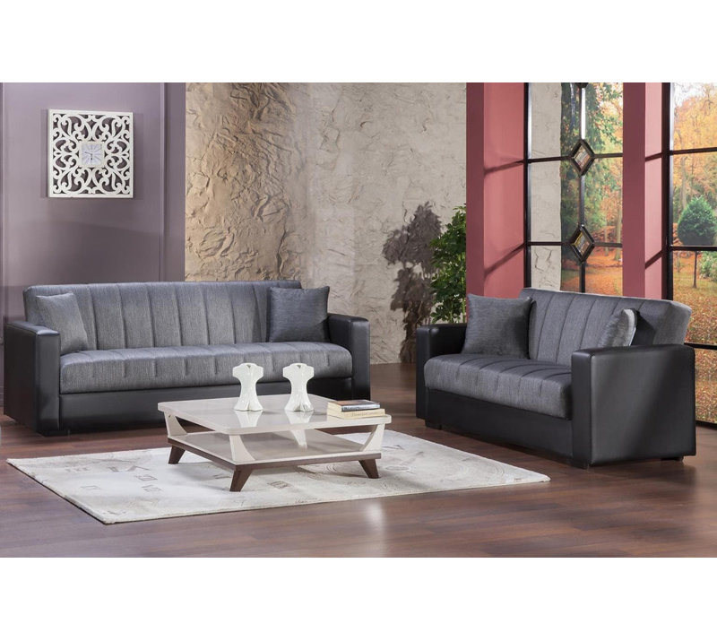 Canapé-lit rembourré Naquanda, 100 % polyester gris
