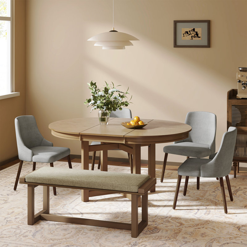 Caselli 6-Piece Versatile Solid Wood Frame Dining Sets, Gray