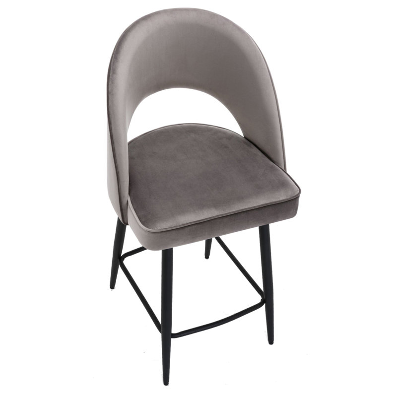 Atka Upholstered Counter Stool with Metal Frame, Charcoal
