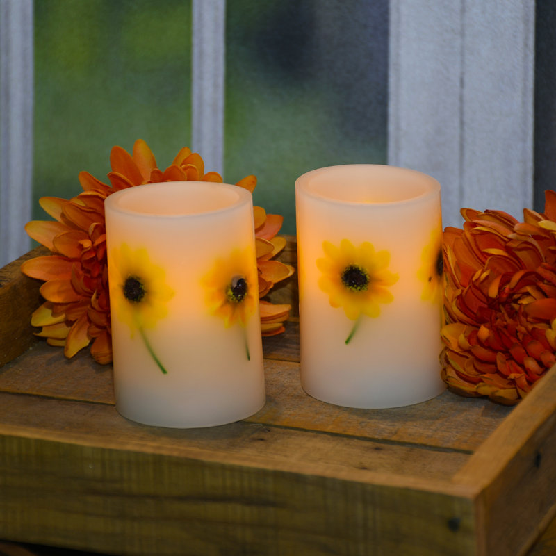Bougies à cire DEL à fleurs séchées