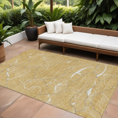 Tapis intérieur lavable abstrait doré 9 pi x 12 pi